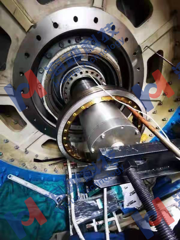 140m高風電塔旋轉軸承檢修，軸承的熱拆熱裝。 軸承直徑約300mm，熱拆溫度80℃?，F場實際只纏繞1-2圈即可拆下。